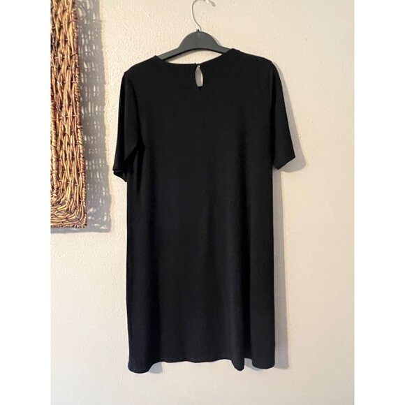 Eileen Fisher Dress Extra Small XS TP Black Crew Neck Short Sleeve Stretch - Picture 7 of 7